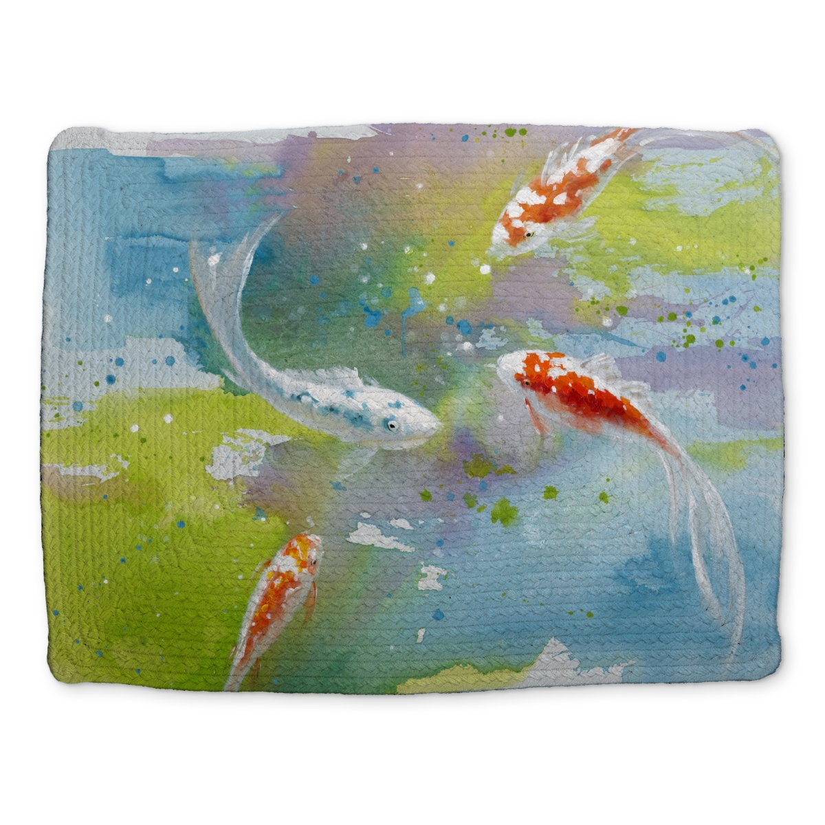 Picture of Begin Home Decor CBPM1418IEUWY3 14 x 18 in. Koi Fish Placemat - Asian Blue Braided Polyester Home Decor