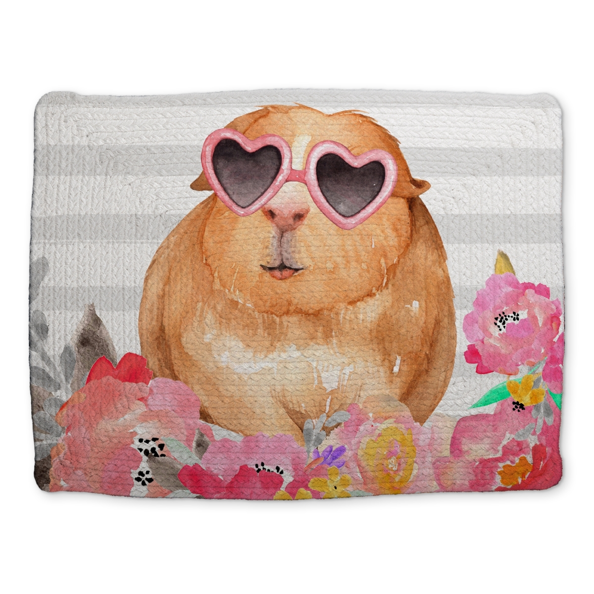 Picture of Begin Home Decor CBPM1418L89IN5 14 x 18 in. Guinea Pig with Glasses Brown Braided Polyester Placemat