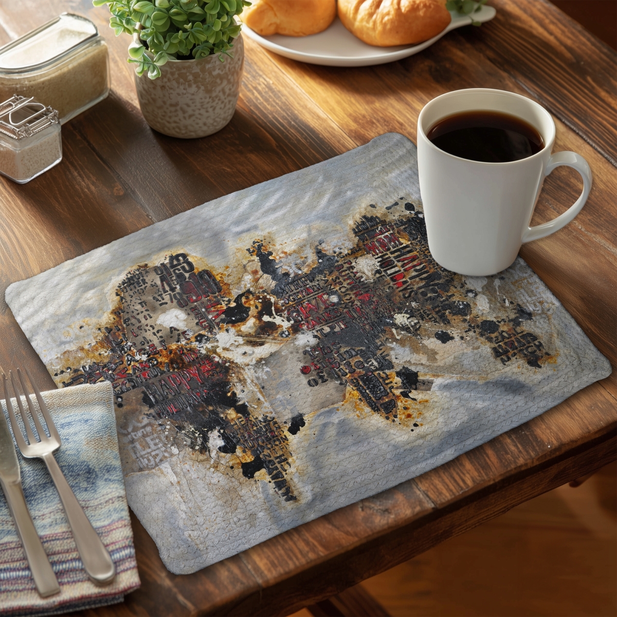 Picture of Begin Home Decor CBPM14189FR5L5 14 x 18 in. Texturized World Map Placemat - Cities View Decor & Polyester