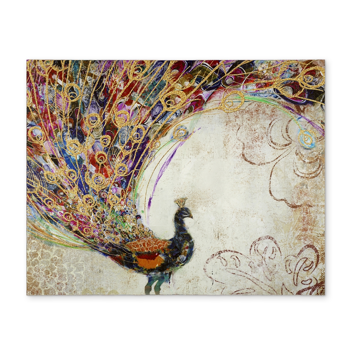 Picture of Begin Home Decor CPPM1418MR58DO 14 x 18 in. Peacock Gold Feathers Orange Polyester Placemat - Home Decor