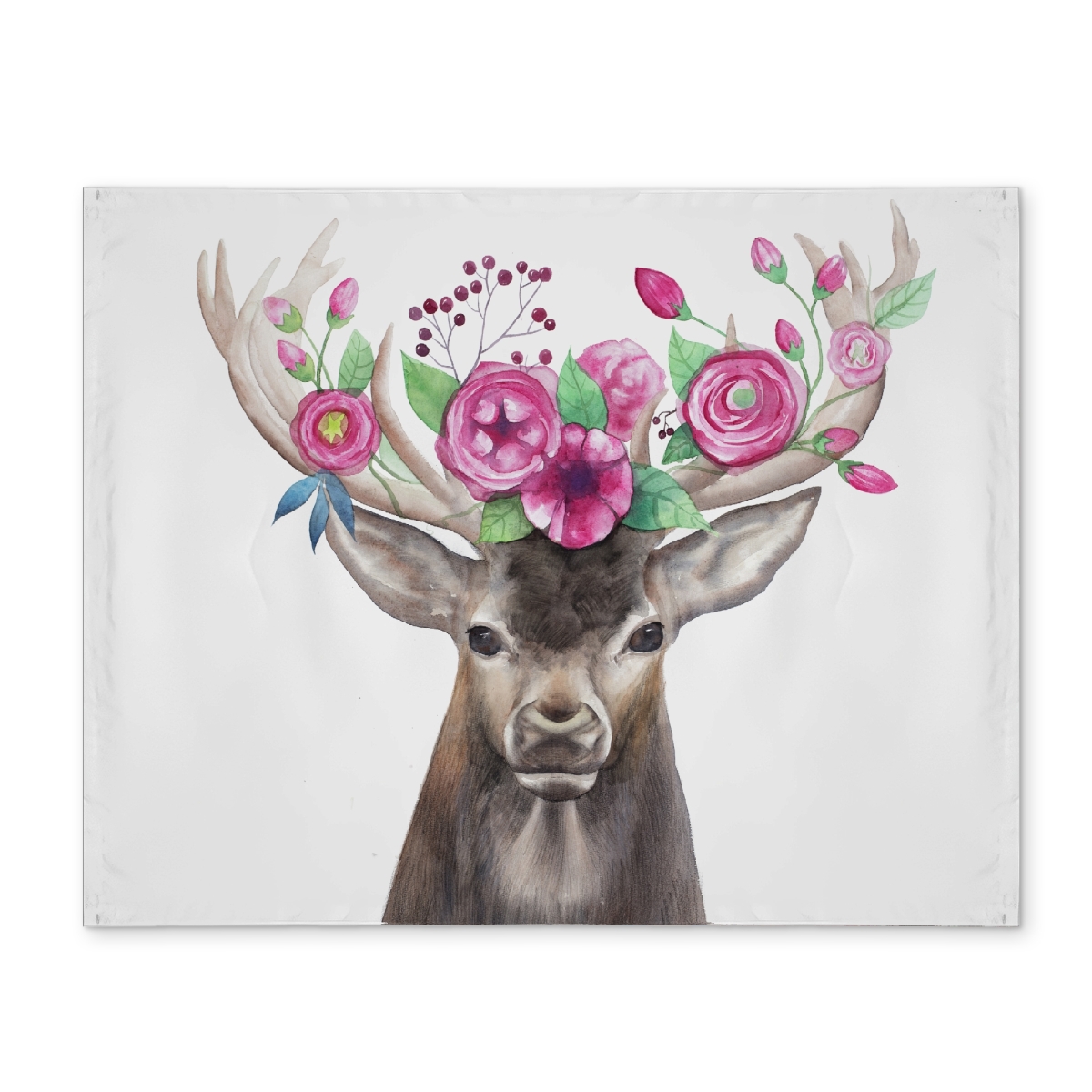 Picture of Begin Home Decor CPPM1418VG90OK 14 x 18 in. Deer Head with Flowers Brown Polyester Placemat - Home Decor