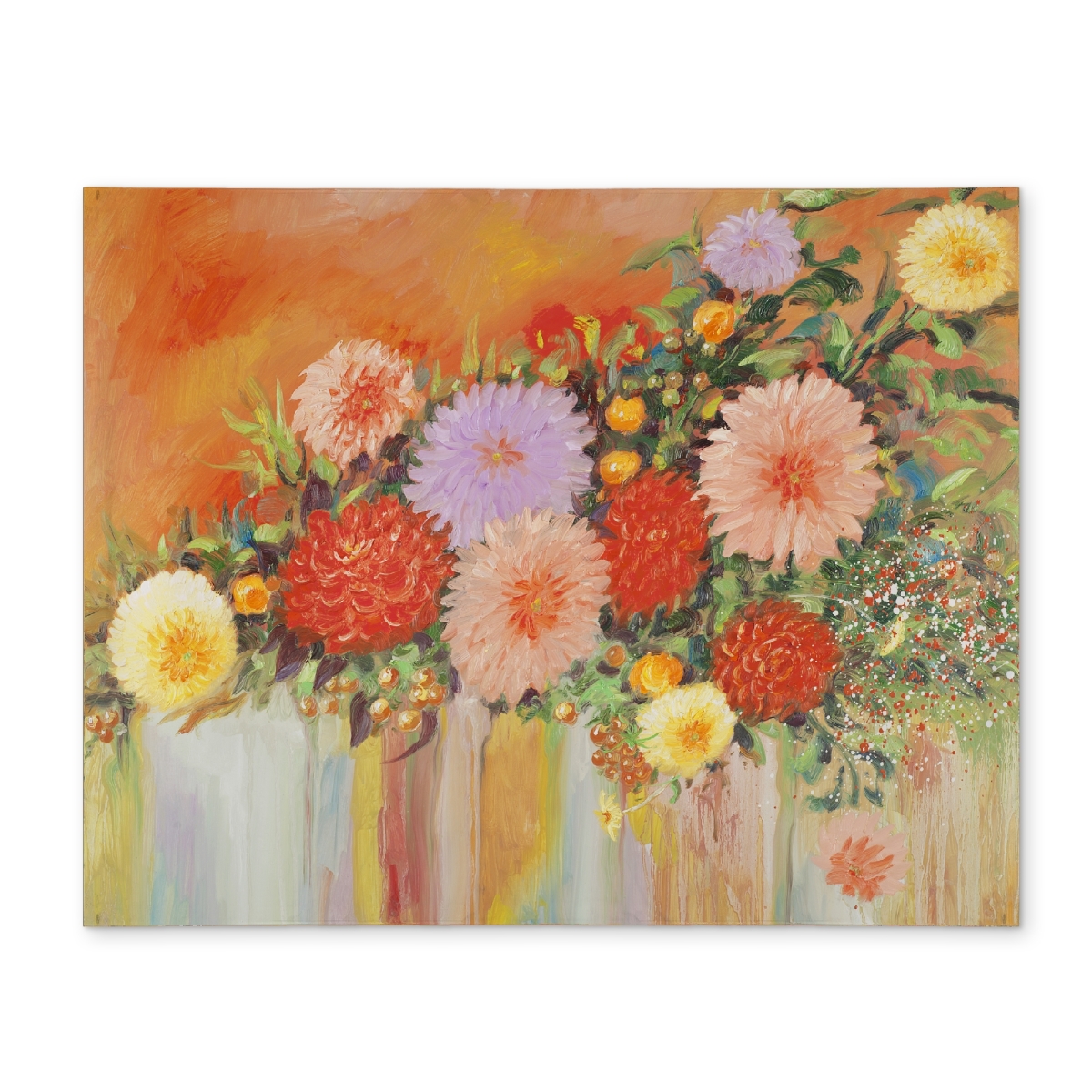 CPPM14185DSKFW 14 x 18 in. Botanical Orange Polyester Placemat - Colorful Abstract Flowers