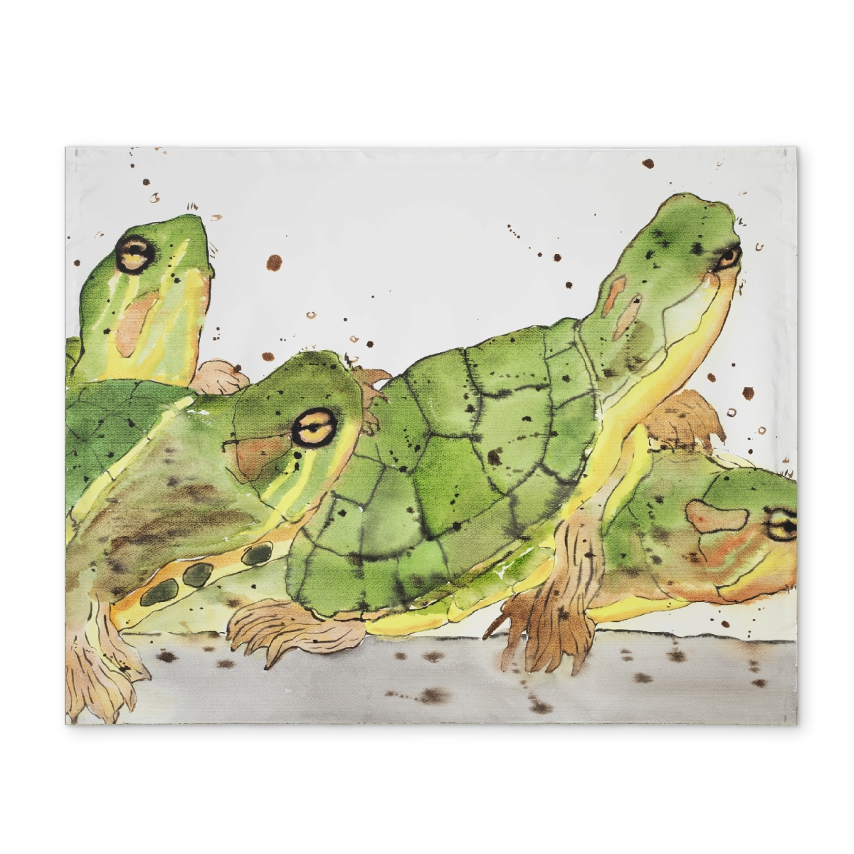 Picture of Begin Home Decor CPPM1418BI77SI 14 x 18 in. Small Aquatic Turtles Brown Polyester Placemat - Home Decor
