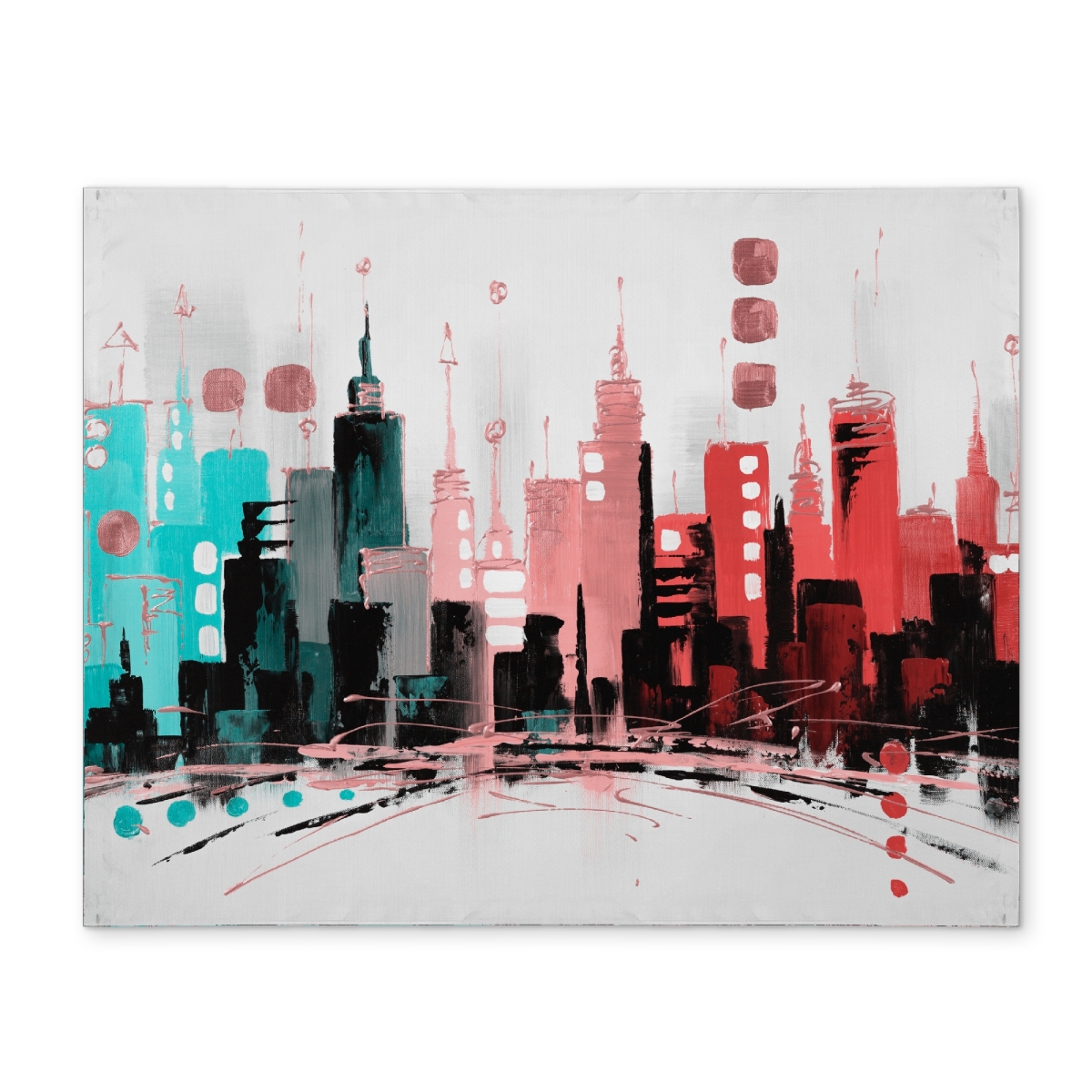 Picture of Begin Home Decor CPPM1418C7XQAO 14 x 18 in. Colorful City Polyester Placemat - Rose Gold Lines Decor
