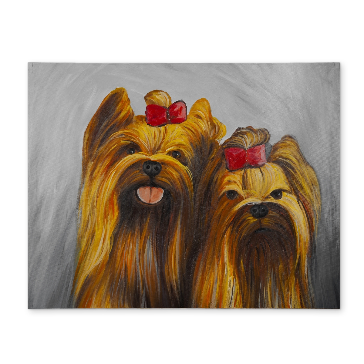Picture of Begin Home Decor CPPM1418U42TI8 14 x 18 in. Pets Polyester Placemat - Two Dogs Bow Tie Gray Home Decor