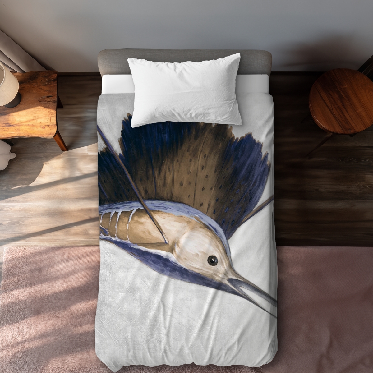 C1DCTXLWMMUHS1 Abstract Swordfish Bathroom Animals Twin Size Extra Long Duvet Cover - Home Decor