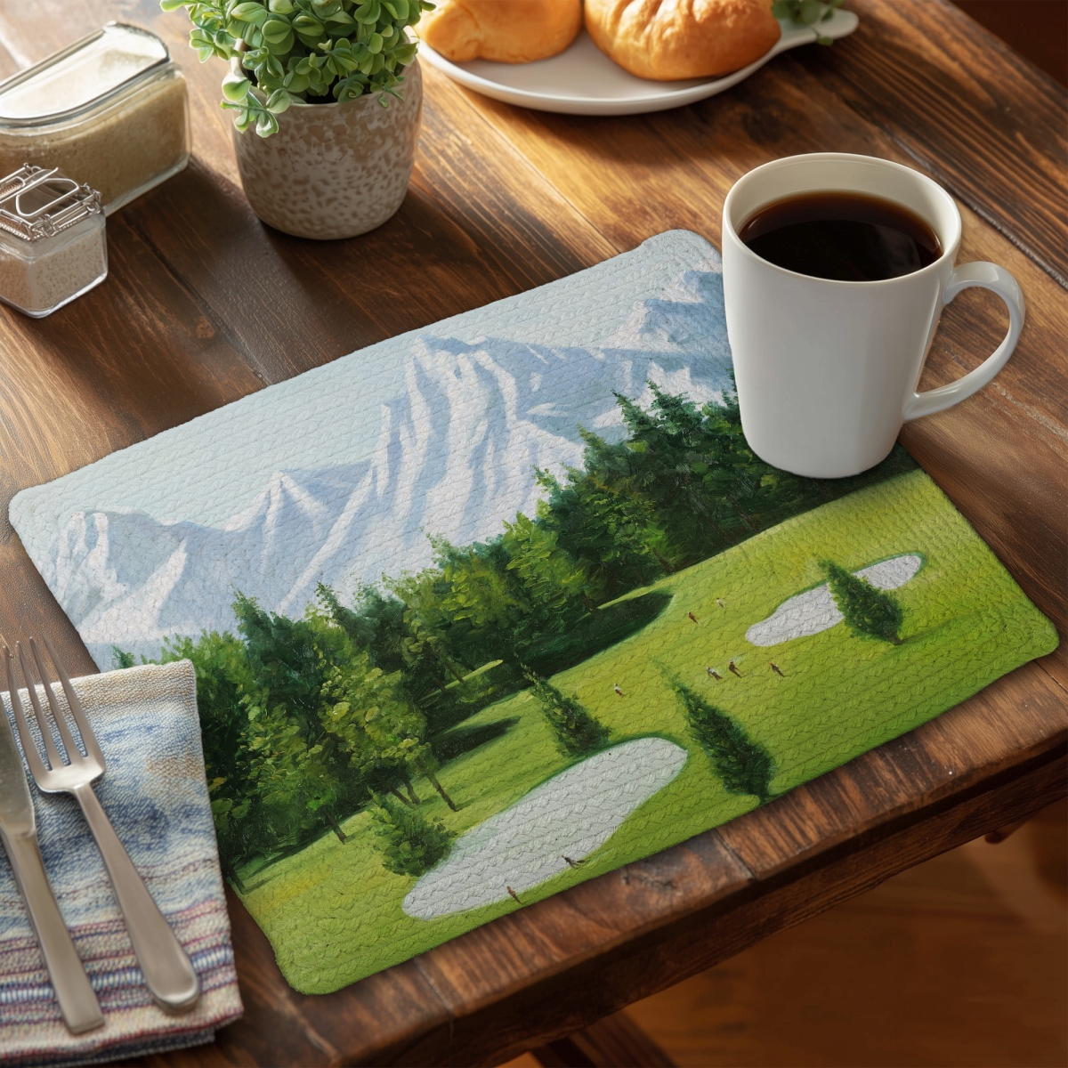 Picture of Begin Home Decor CBPM14182C4MDV 14 x 18 in. Golf Course Mountains View Braided Polyester Placemat Decor