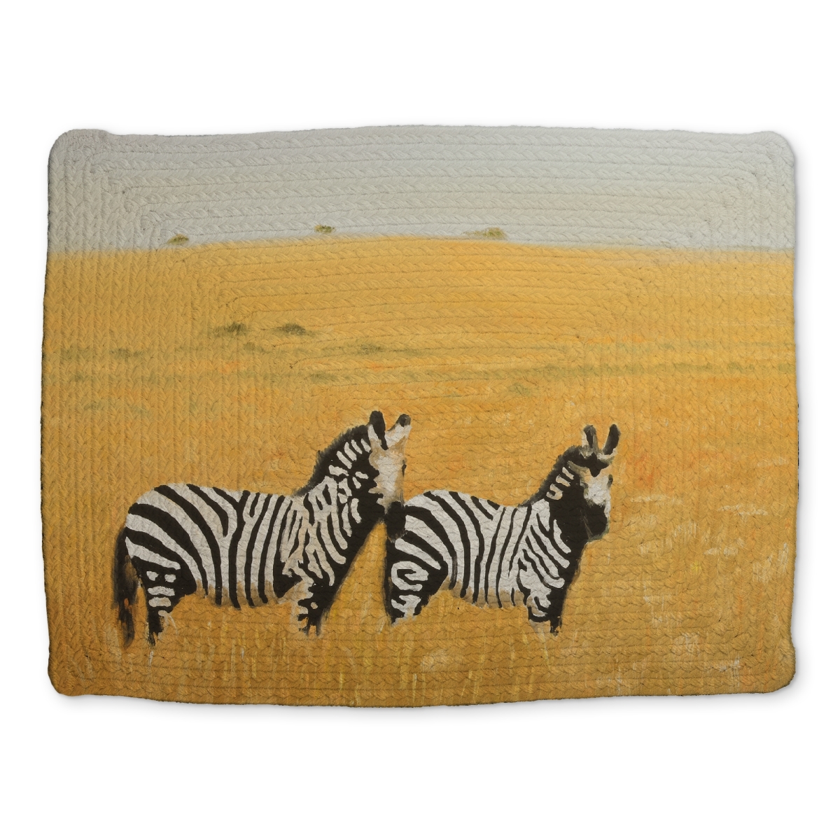 Picture of Begin Home Decor CBPM14184L726V 14 x 18 in. African Wildlife Zebra Placemat - Yellow Braided Home Decor