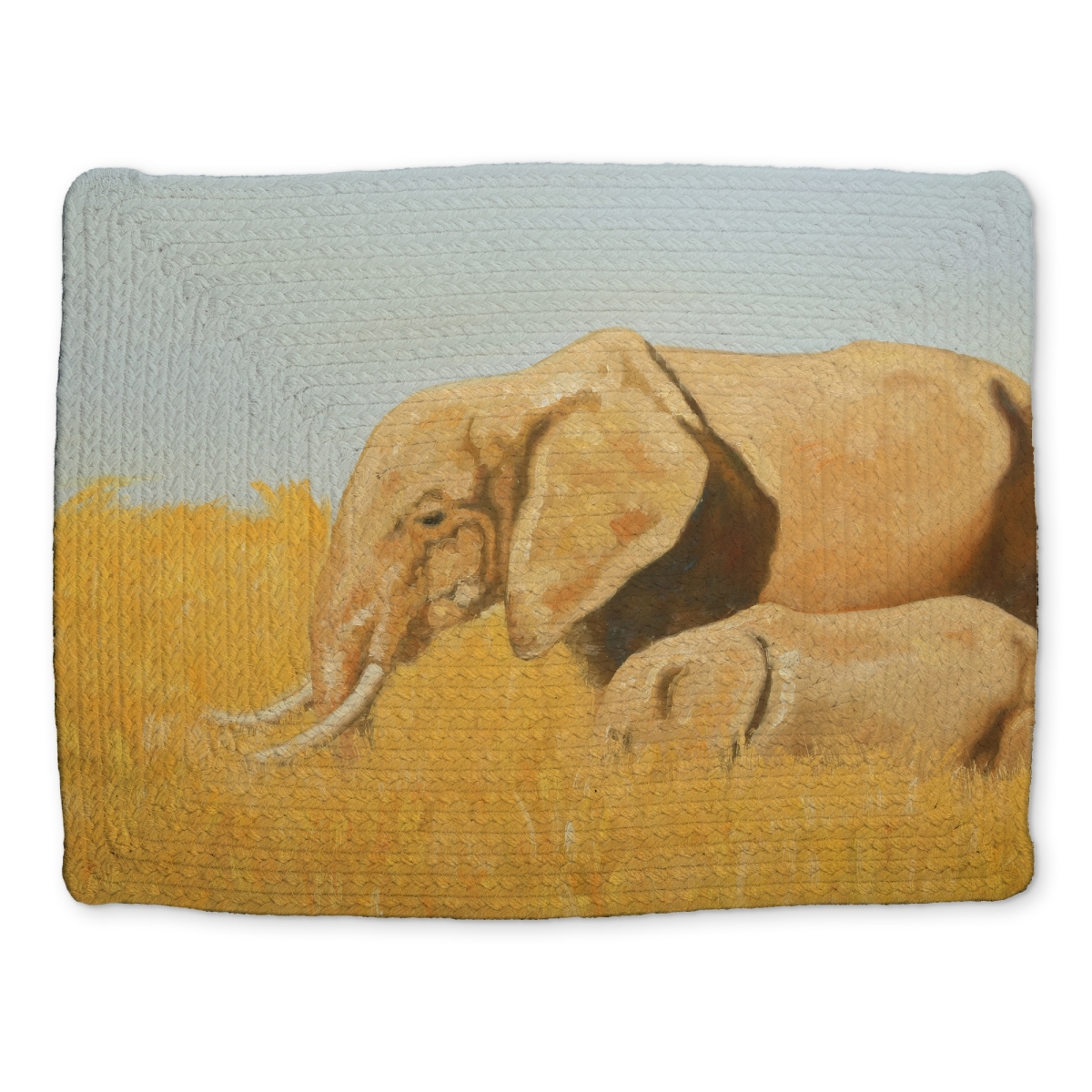 Picture of Begin Home Decor CBPM1418O67LJV 14 x 18 in. Blue Elephant & Baby Placemat - Braided Polyester Decor