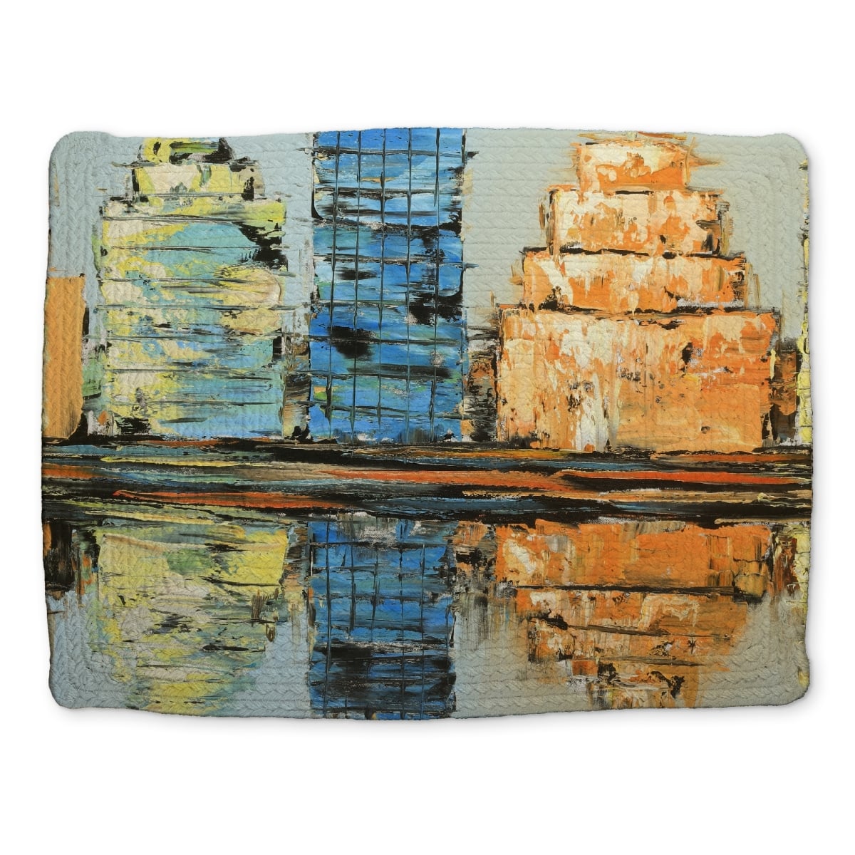 Picture of Begin Home Decor CBPM14188PZSAF 14 x 18 in. Cities Bedroom Braided Polyester Placemat - Colorful Abstract Decor