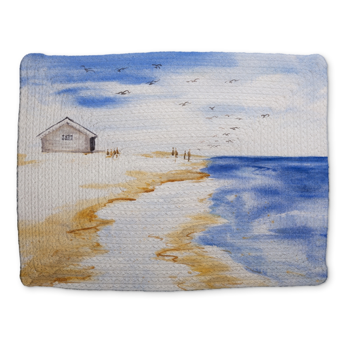 Picture of Begin Home Decor CBPM1418VP93FP 14 x 18 in. Marine Blue Braided Polyester Placemat - House on the Beach