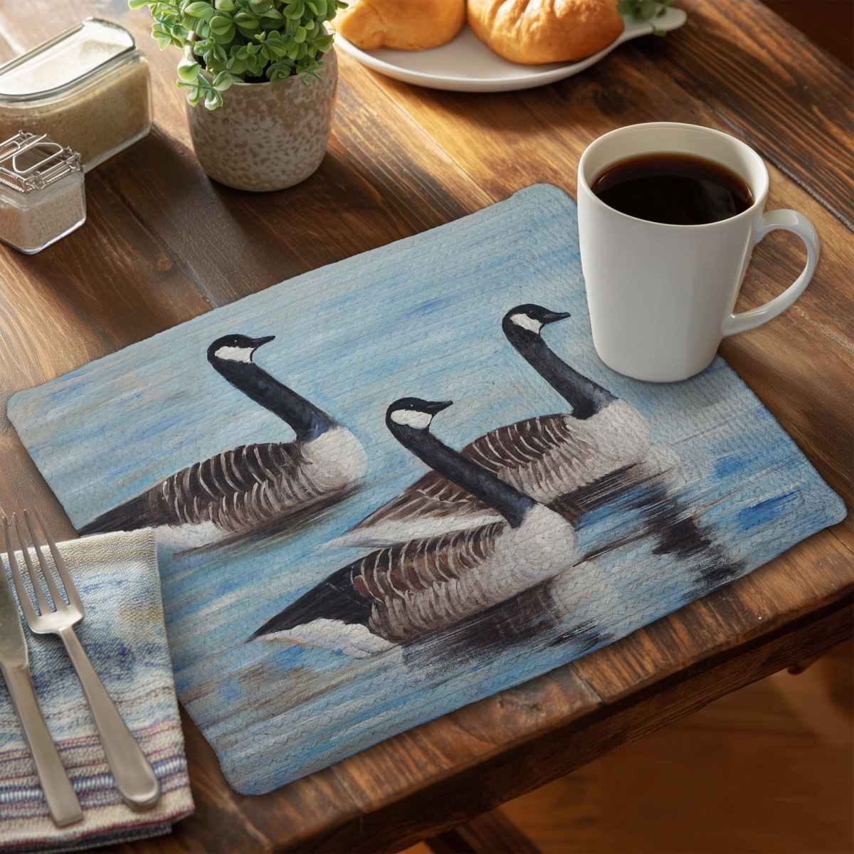 Picture of Begin Home Decor CBPM1418OIFQZW 14 x 18 in. Rustic Bird Bedroom Placemat - Canada Geese Decor - Polyester