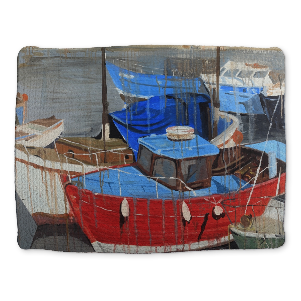 Picture of Begin Home Decor CBPM1418NFCTNO 14 x 18 in. Blue Coastal Placemat - Rainy Day at the Dock - Home Decor