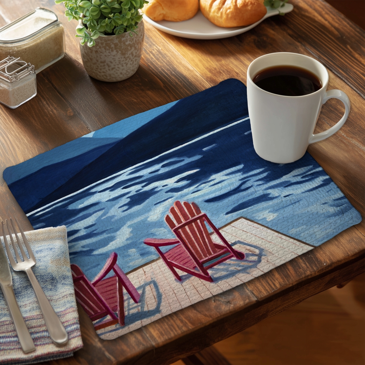 Picture of Begin Home Decor CBPM1418VBUPHB 14 x 18 in. Coastal Braided Polyester Placemat - Blue Mountains Home Decor