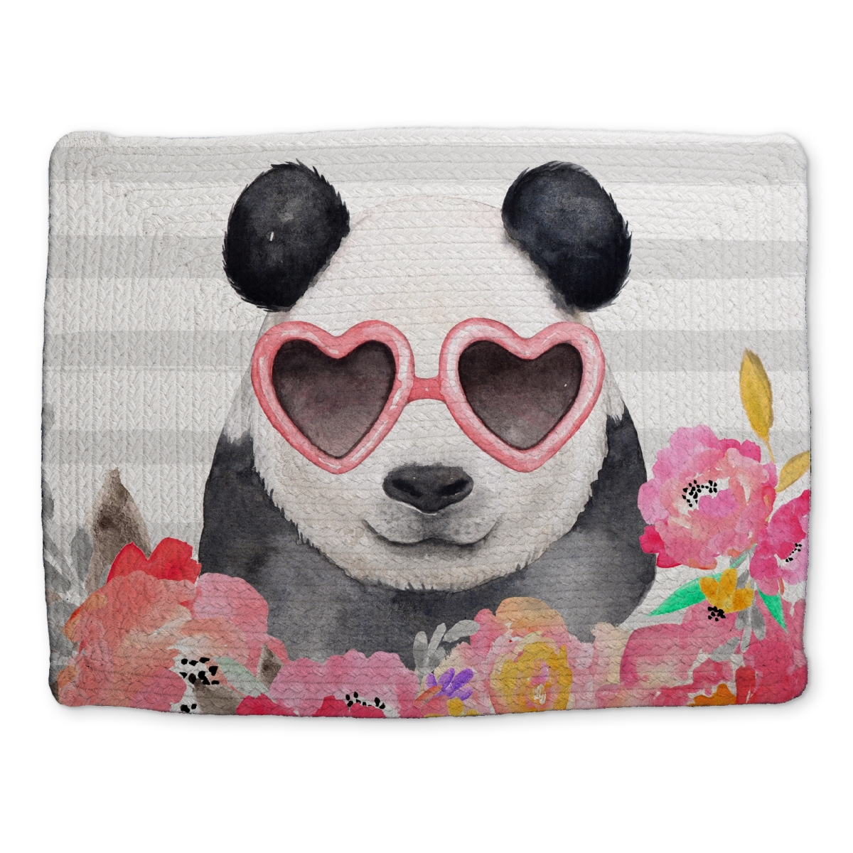 Picture of Begin Home Decor CBPM14188XBCF9 14 x 18 in. Panda with Heart Glasses Placemat - White Animal Decor