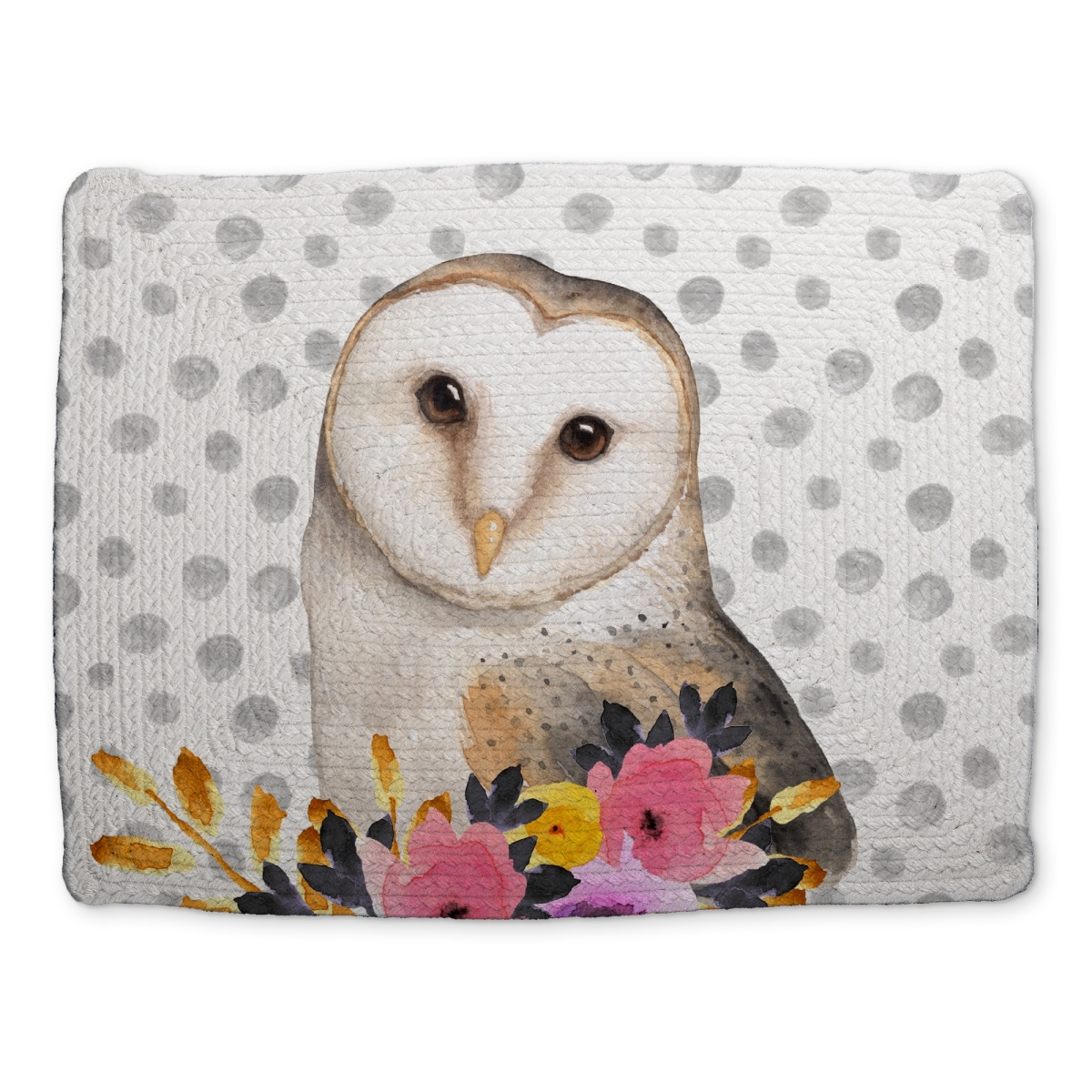Picture of Begin Home Decor CBPM1418FCINBU 14 x 18 in. Beautiful Owl Gray Animal Placemat - Braided Polyester Decor