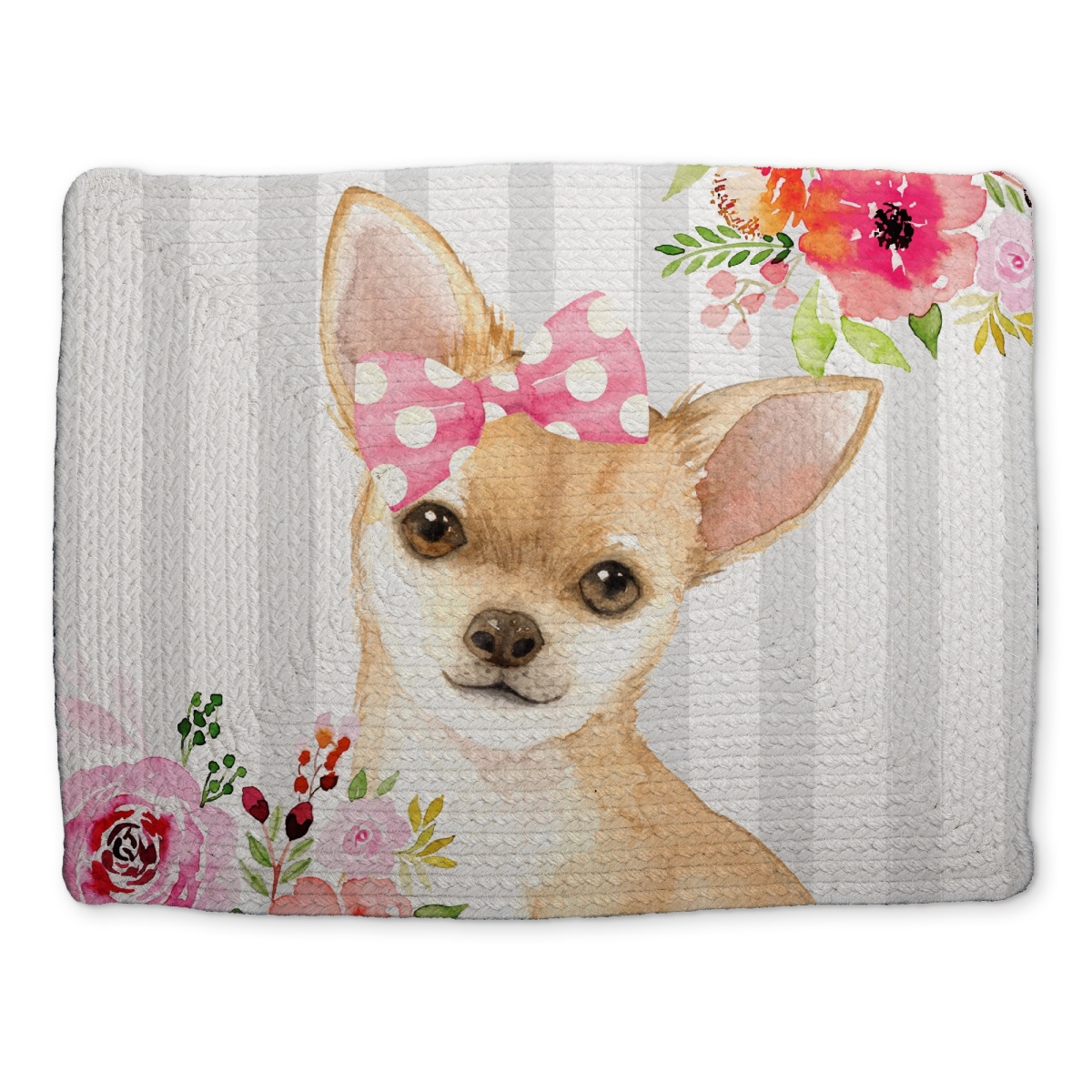 Picture of Begin Home Decor CBPM1418ARP4RS 14 x 18 in. Chihuahua Dog White Bedroom Pets Braided Polyester Placemat