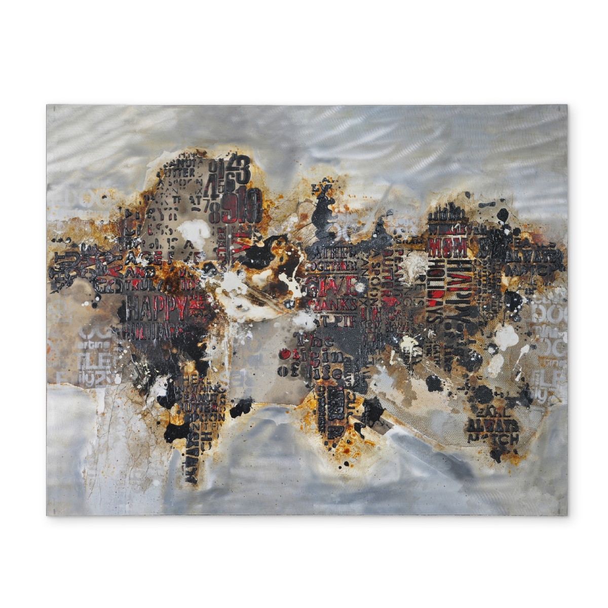 Picture of Begin Home Decor CPPM1418P4GT9K 14 x 18 in. Cities Modern Bedroom Placemat - World Map Typography Decor