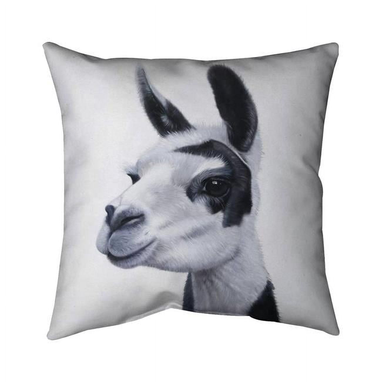 18 x 18 in. Black & White Lama-Double Sided Print Indoor Pillow