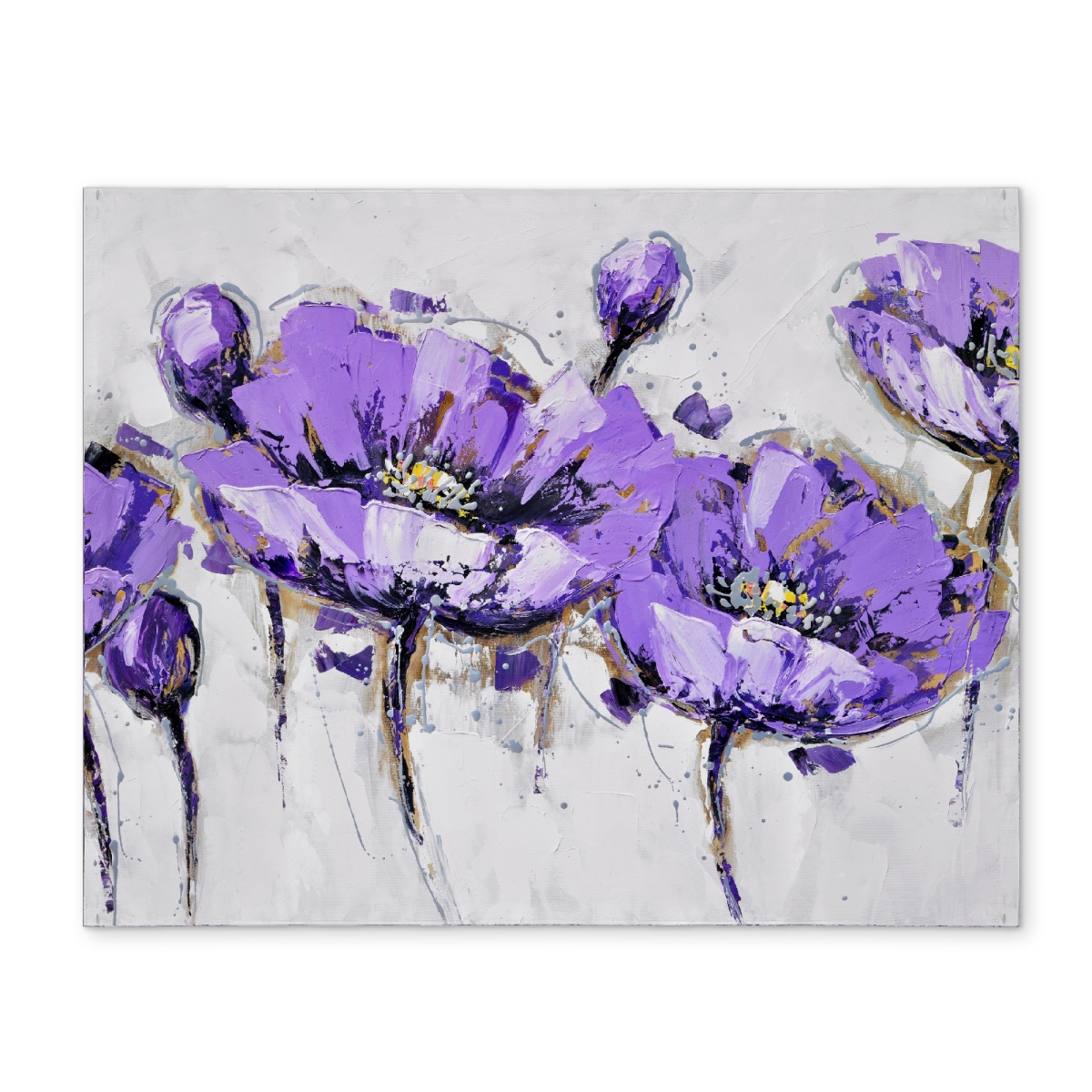 CPPM1418ZPC2J2 14 x 18 in. Gray Botanical Placemat - Abstract Purple Flowers Home Decor
