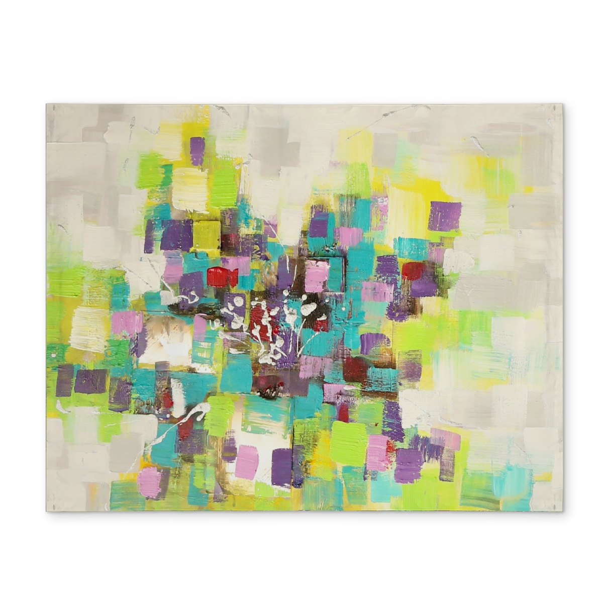 Picture of Begin Home Decor CPPM1418UCS5Z0 14 x 18 in. Abstract Squares Flowers Green Placemat - Home Decor Essential
