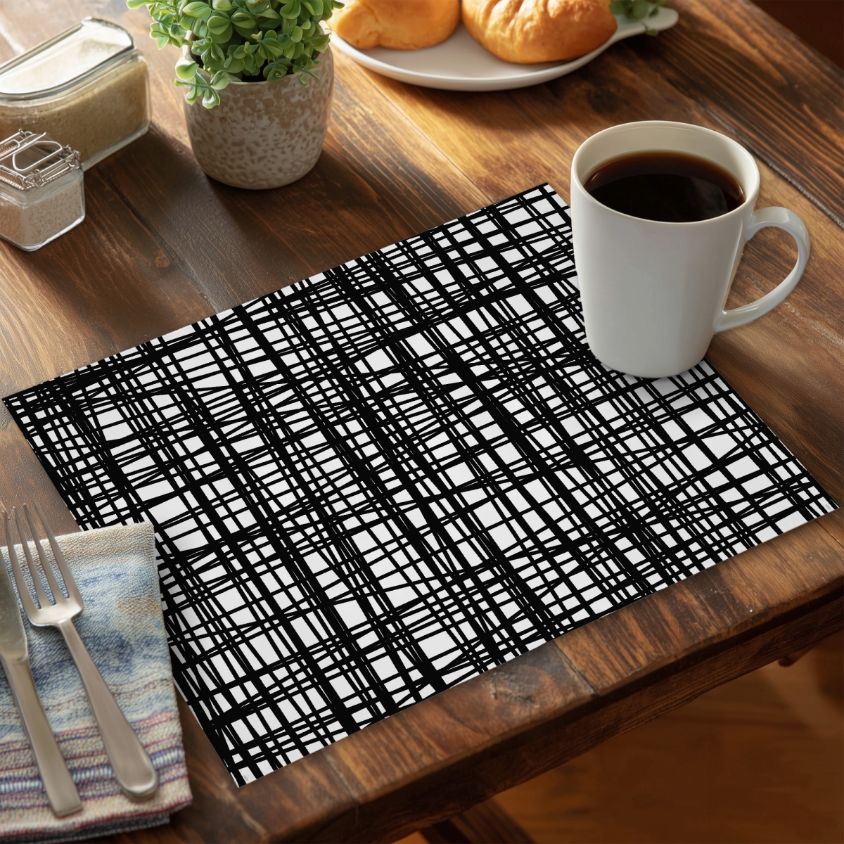 Picture of Begin Home Decor CPPM1418W45RSK 14 x 18 in. Contemporary Abstract Stripe Polyester Placemat - Home Decor