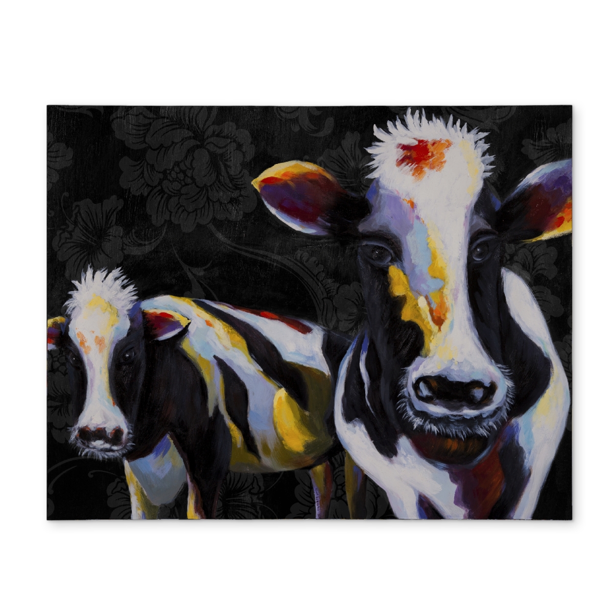 Picture of Begin Home Decor CPPM1418HOLGL7 14 x 18 in. Two Funny Cows Victorian White Polyester Placemat - Farm Decor