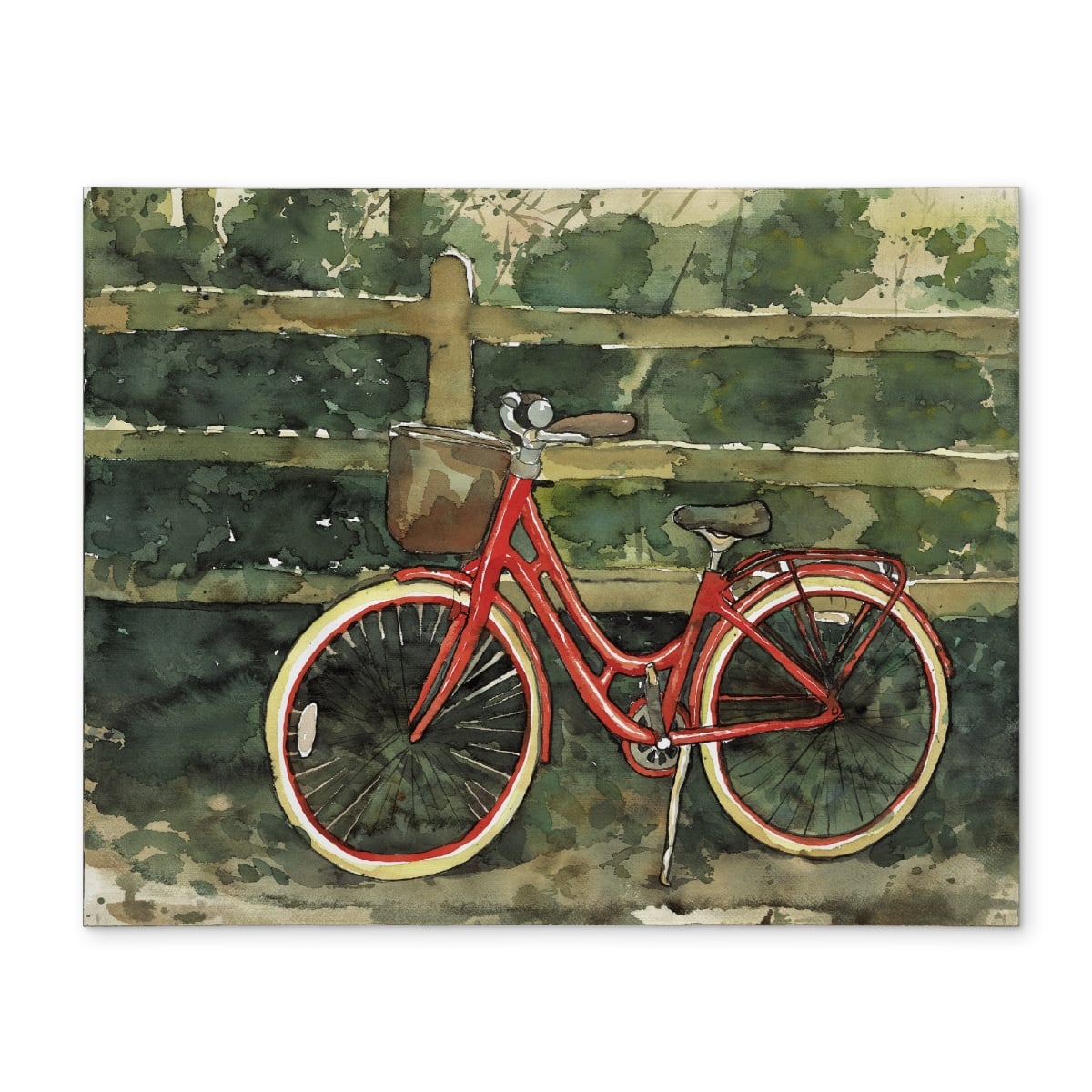 Picture of Begin Home Decor CPPM1418NGZ8GL 14 x 18 in. Red Bike Polyester Placemat - Riding in the Woods Home Decor