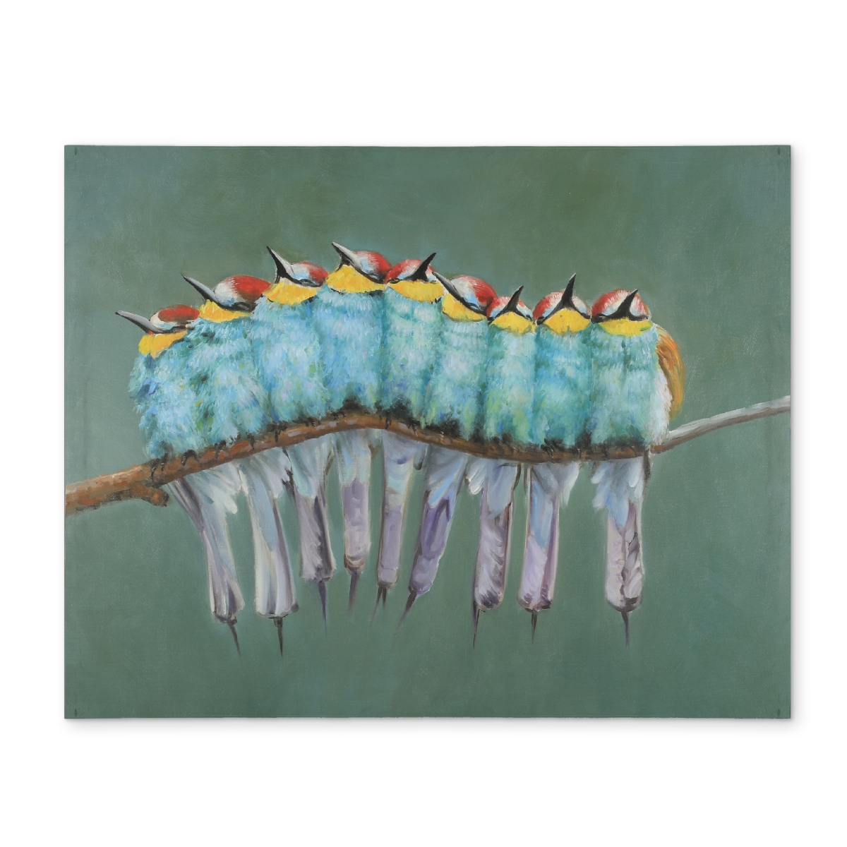 Picture of Begin Home Decor CPPM1418GAMUF7 14 x 18 in. Hyperrealist Green Animals Placemat - Bunch of Birds on Branch