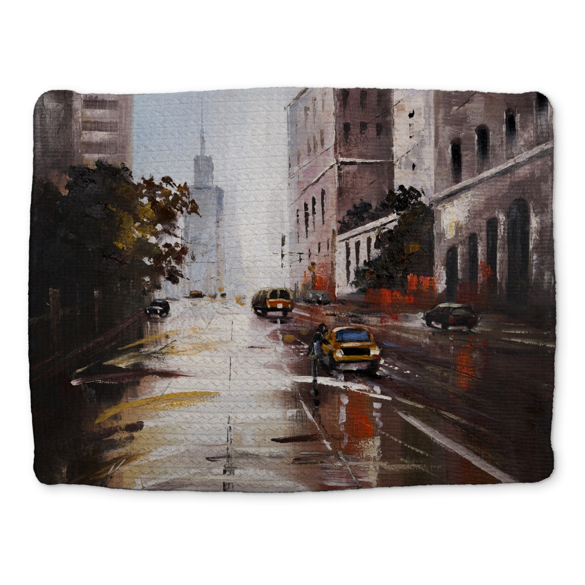 Picture of Begin Home Decor CBPM14183XZBZP 14 x 18 in. Brown Contemporary Bedroom Braided Placemat - Morning Street Scene