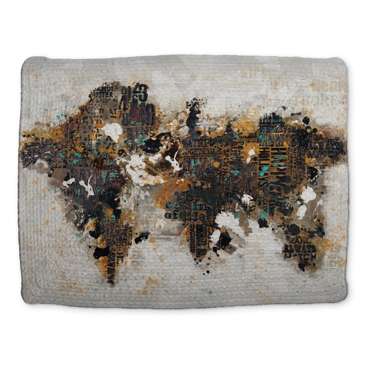 Picture of Begin Home Decor CBPM14188JU9DZ 14 x 18 in. Abstract World Map Braided Placemat - Brown Modern Home Decor