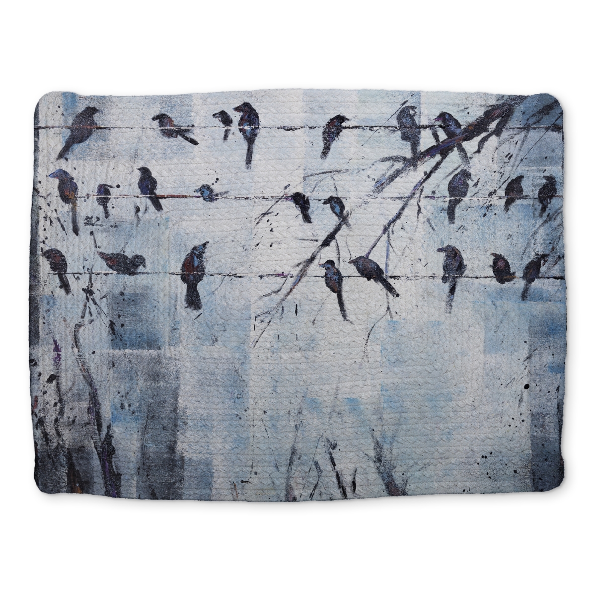 Picture of Begin Home Decor CBPM14187X79AE 14 x 18 in. Contemporary Blue Bird Placemat - Abstract Birds on Wire Decor