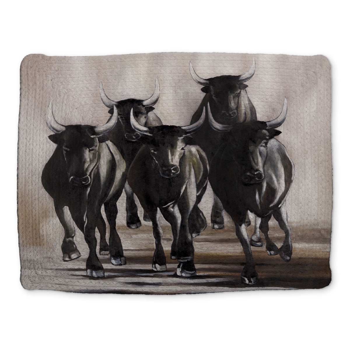 Picture of Begin Home Decor CBPM1418NJDSOA 14 x 18 in. Group of Running Bulls Brown Braided Polyester Placemat