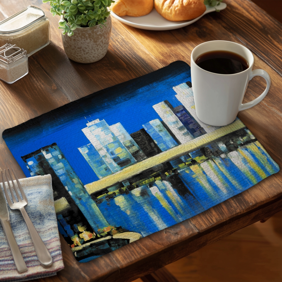 Picture of Begin Home Decor CBPM1418HE6T49 14 x 18 in. Skyline of Lower Manhattan Braided Placemat - Home Decor