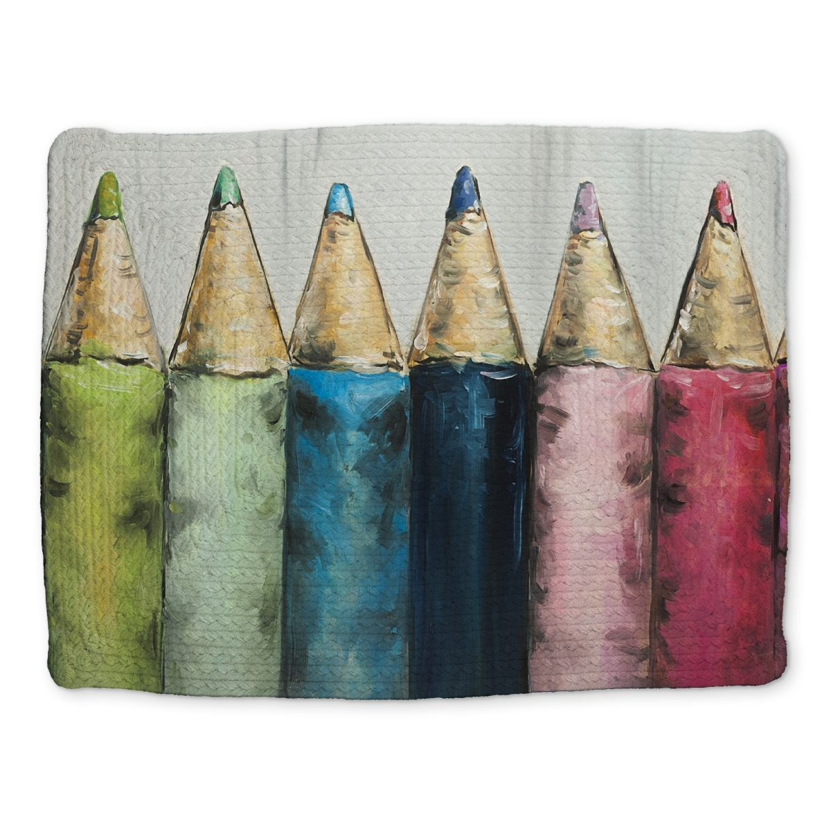Picture of Begin Home Decor CBPM14181IVAYV 14 x 18 in. Blue Braided Polyester Placemat - Coloring Pencils Design