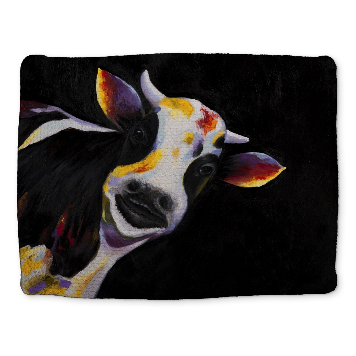 Picture of Begin Home Decor CBPM1418LG3ZU9 14 x 18 in. One Funny Cow Braided Polyester Placemat - Farm Animal Decor