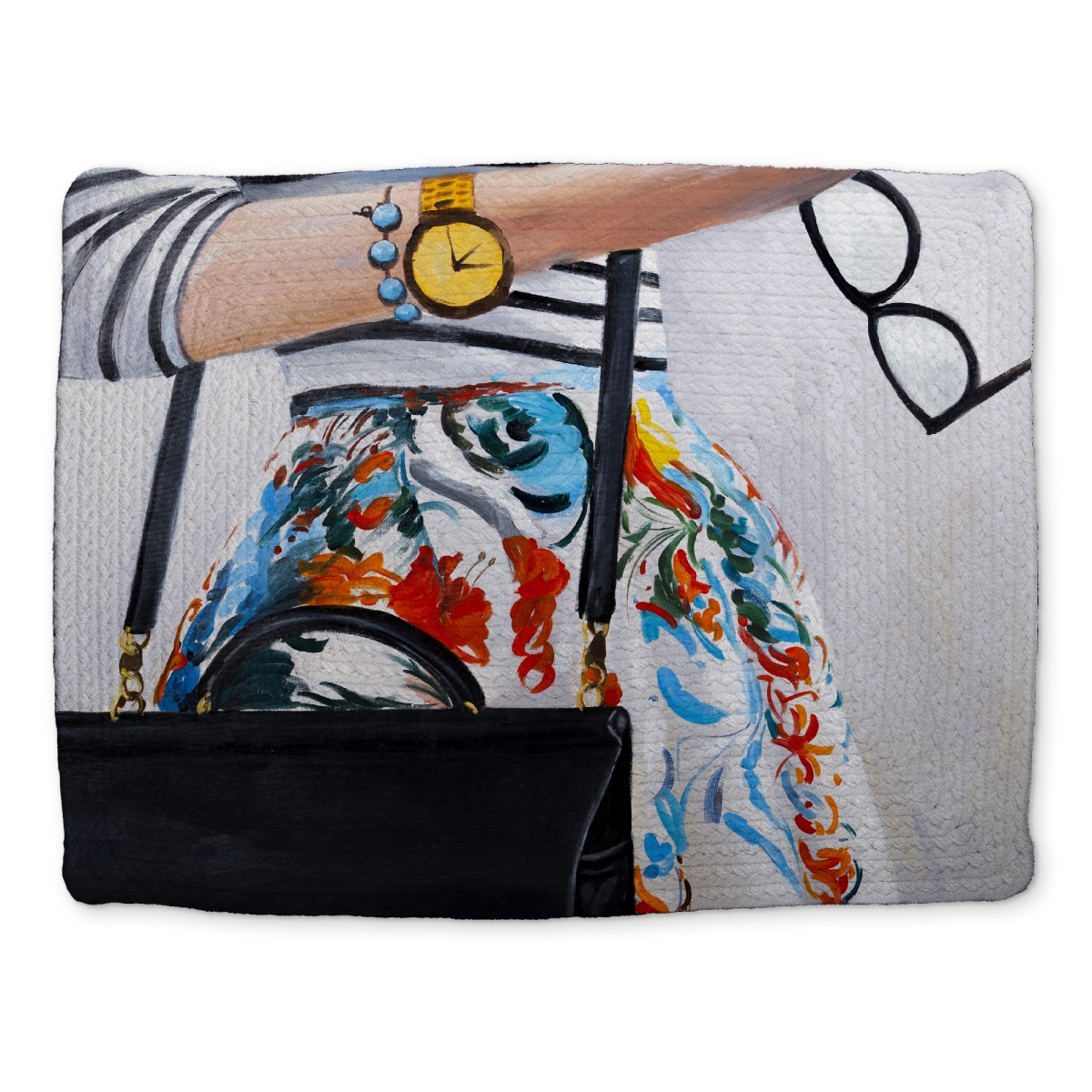 Picture of Begin Home Decor CBPM1418V6K181 14 x 18 in. Blue Object Braided Polyester Placemat - Fashionable Woman Decor