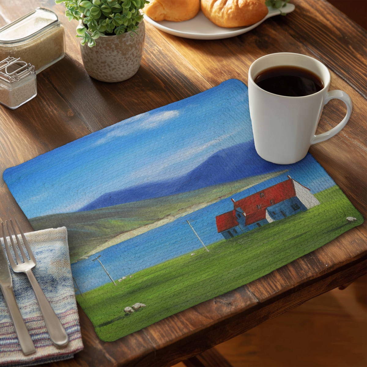 Picture of Begin Home Decor CBPM1418XVD6NZ 14 x 18 in. Rustic Blue Braided Placemat - Scottish Highlands Home Decor