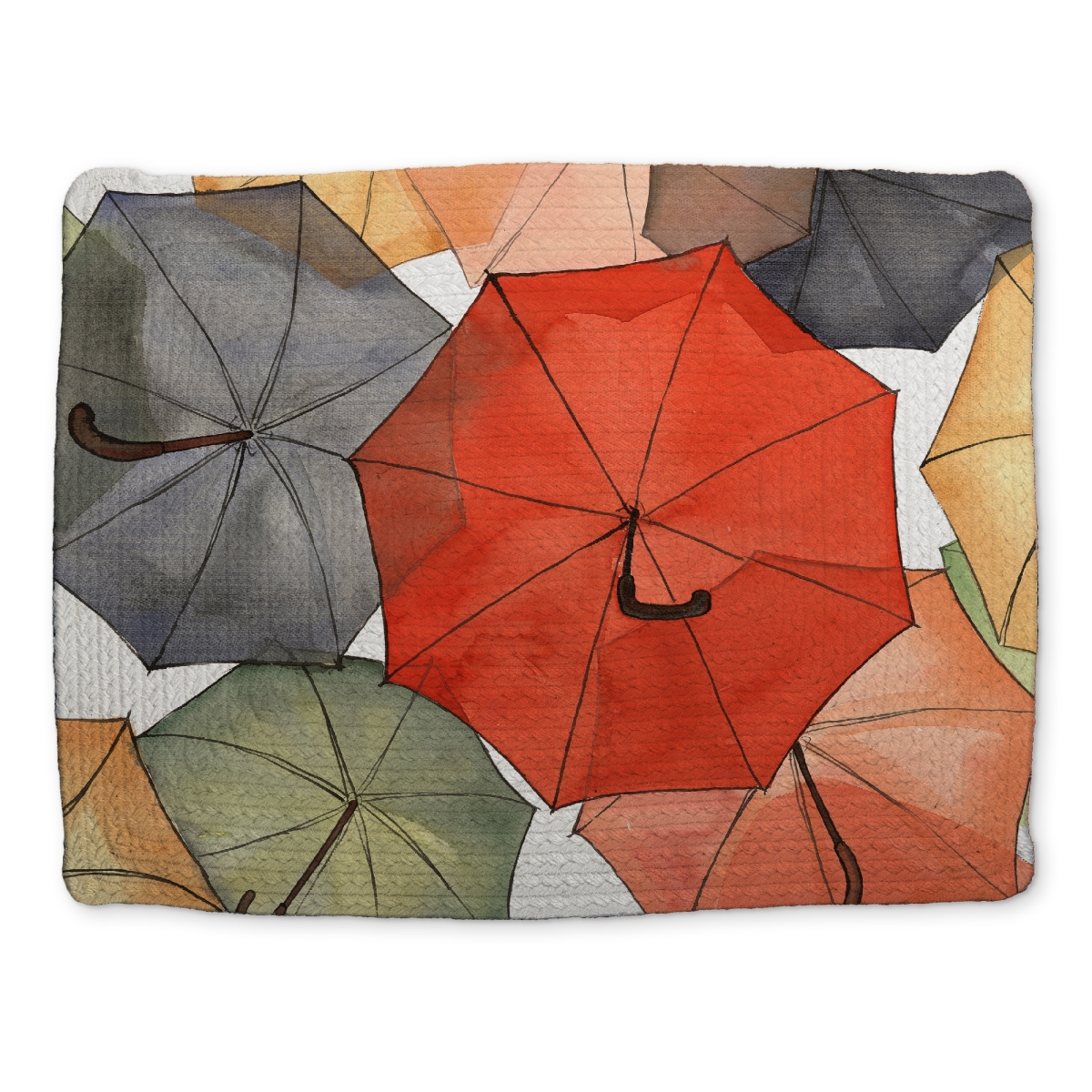 Picture of Begin Home Decor CBPM14184M6WMC 14 x 18 in. Object Red Braided Polyester Placemat - The Umbrellas of Petit Champlain