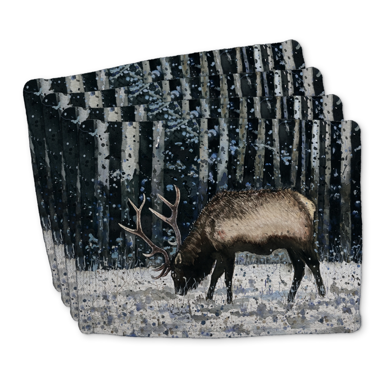 Picture of Begin Home Decor C4BP1418IZ7VMG 14 x 18 in. Caribou in the Winter Forest Braided Polyester Placemat - Home Decor - Set of 4