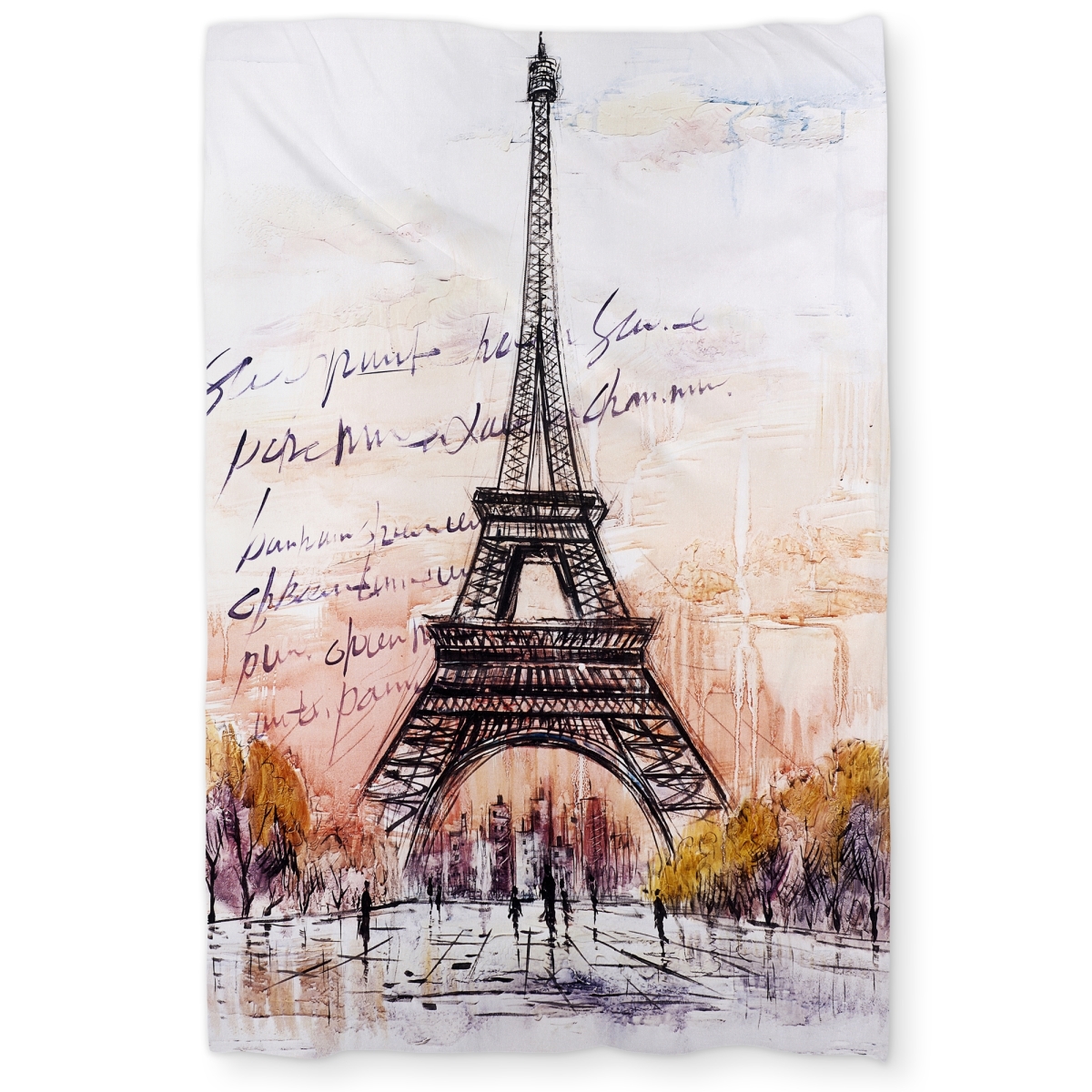 C1DCTXLW3PKVSQ Eiffel Tower Sketch Twin Size Extra Long Duvet Cover - Trees Architecture Home Decor