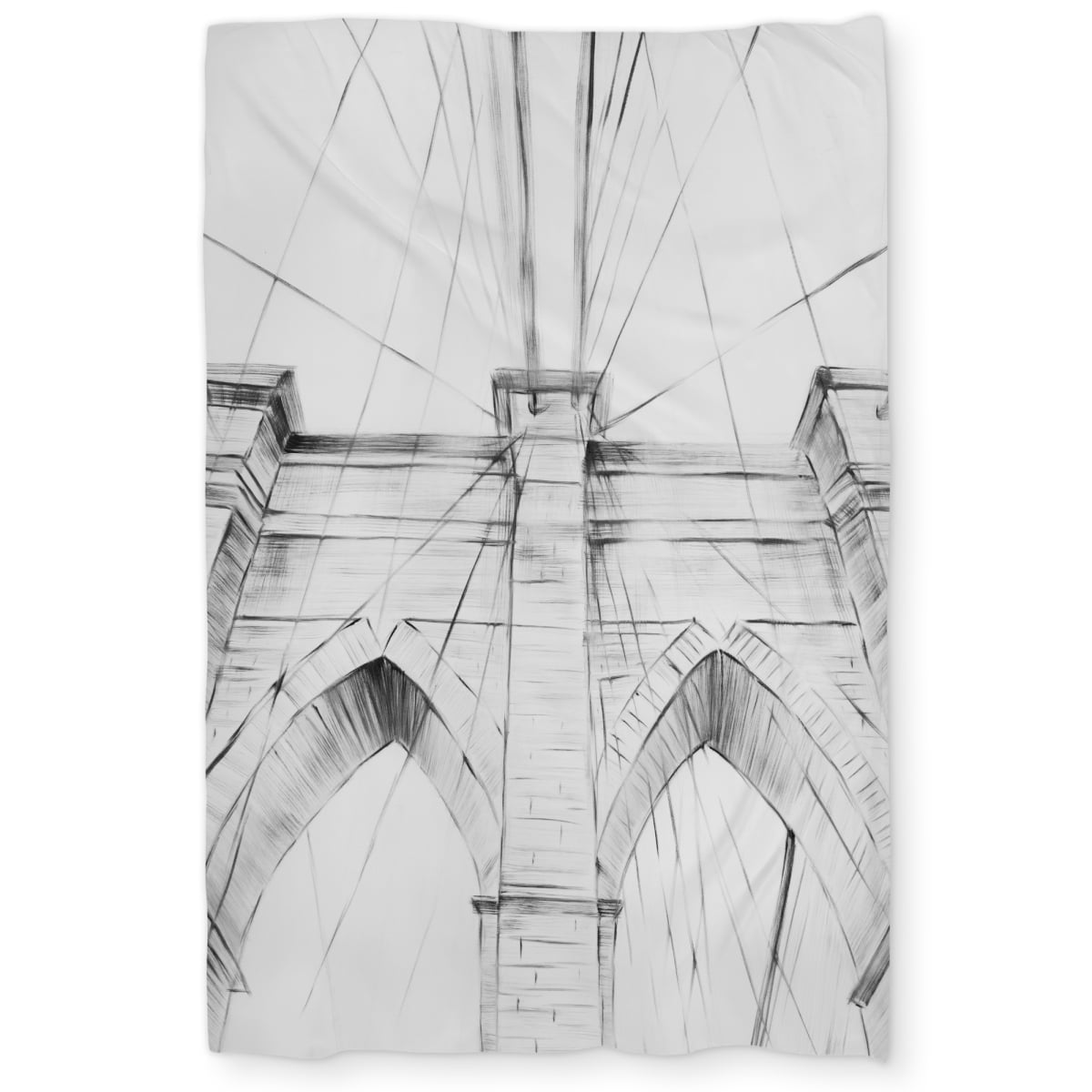 C1DCTXLWT171A0 Brooklyn Bridge Sketch Twin Size Extra Long Duvet Cover - Bridge Places Home Decor
