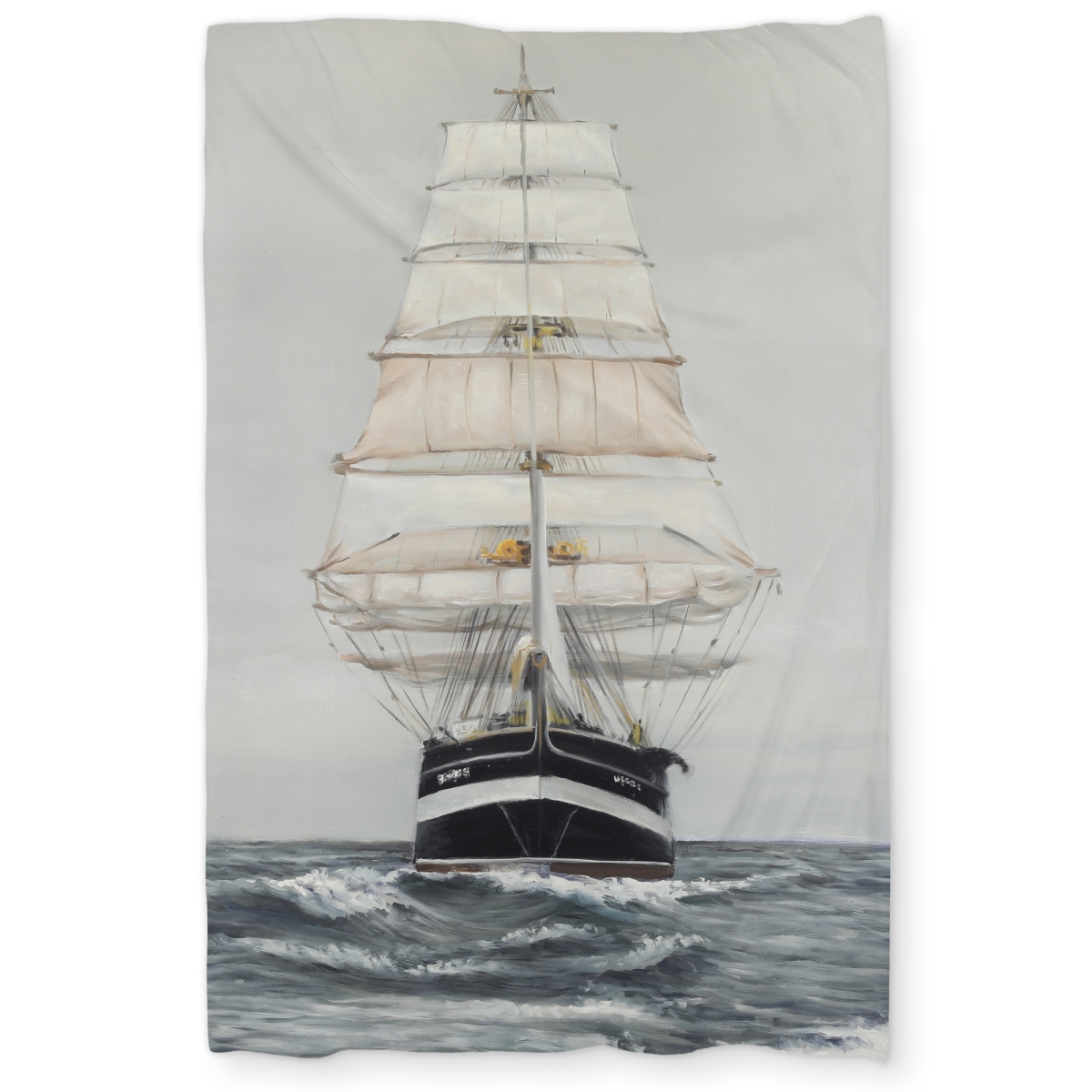 C1DCTXLWGAJ488 Ship Gently Sailing by A Cloudy Day - Coastal White Twin Size Extra Long Duvet Cover