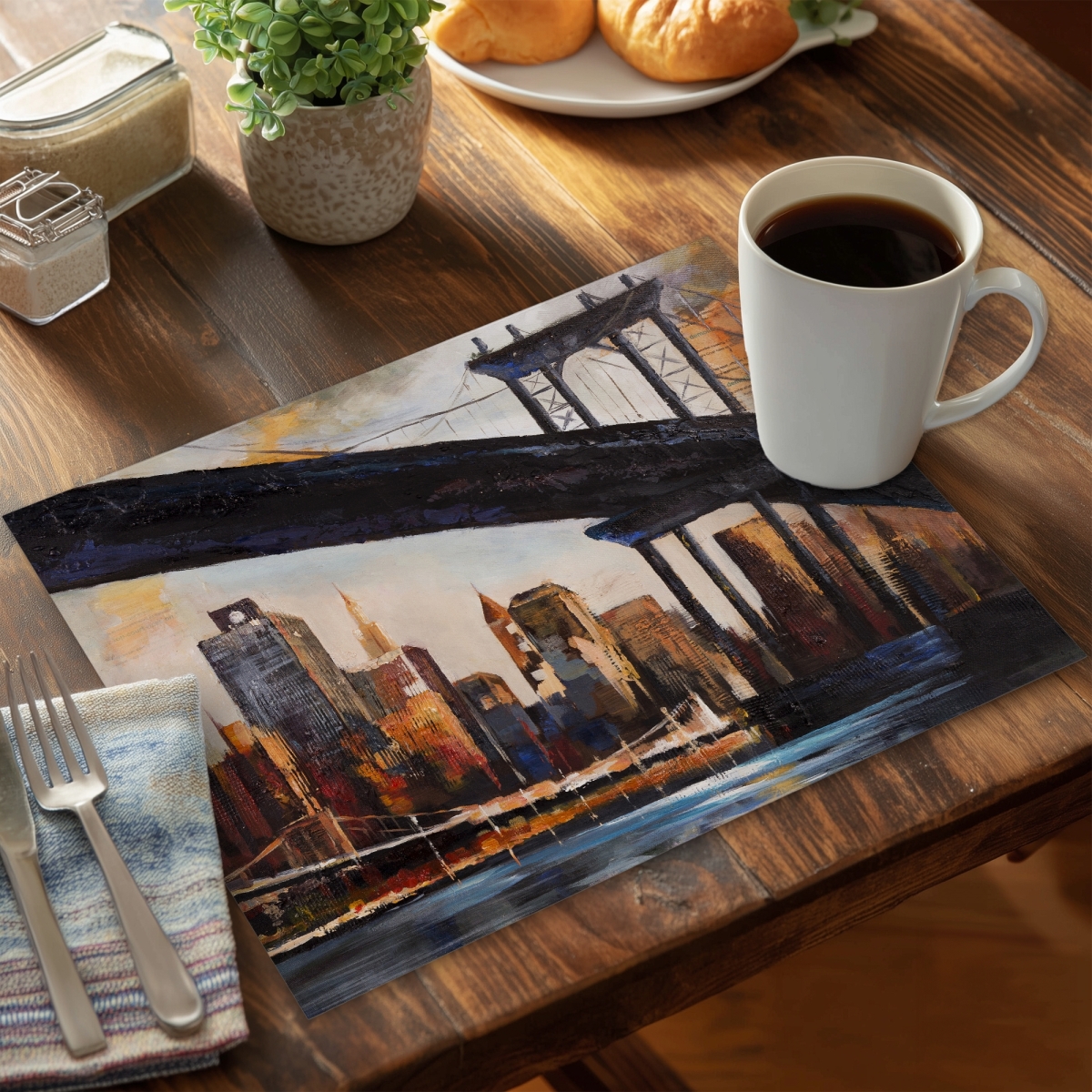 Picture of Begin Home Decor CPPM1418SJ4ZDG 14 x 18 in. Sunset Over York Industrial Placemat - Cities Bedroom Decor