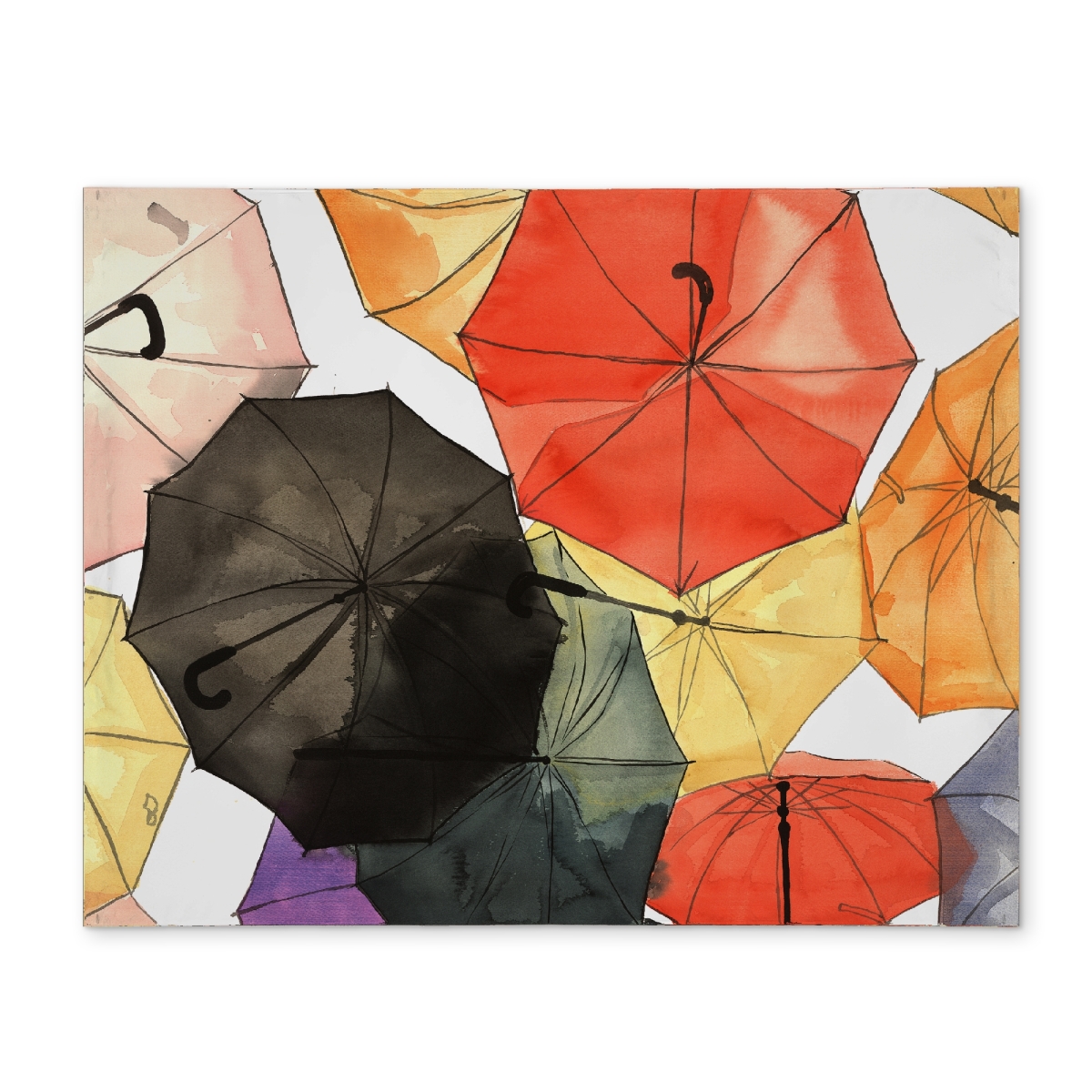 Picture of Begin Home Decor CPPM14186E4BTD 14 x 18 in. Suspended Umbrellas Red Polyester Placemat - Home Decor