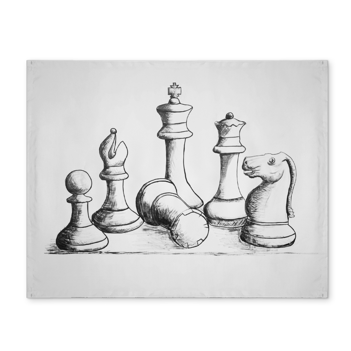 Picture of Begin Home Decor CPPM14187C3ZPI 14 x 18 in. Minimalist White Chess Pieces Polyester Placemat - Home Decor