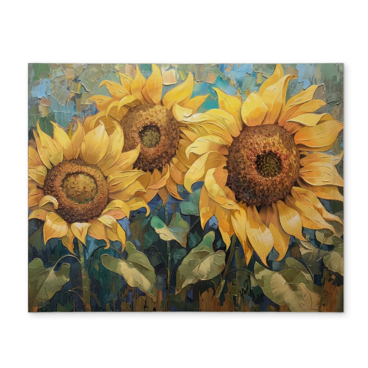 Picture of Begin Home Decor CPPM1418SXI98O 14 x 18 in. Sunflowers Blue Polyester Placemat - Home Decor Essential