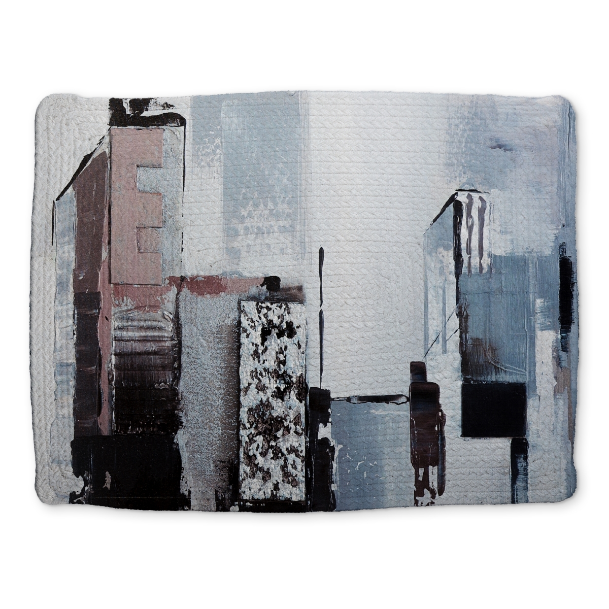 Picture of Begin Home Decor CBPM1418C1CHDL 14 x 18 in. Gray Abstract Building Shapes Braided Polyester Placemat
