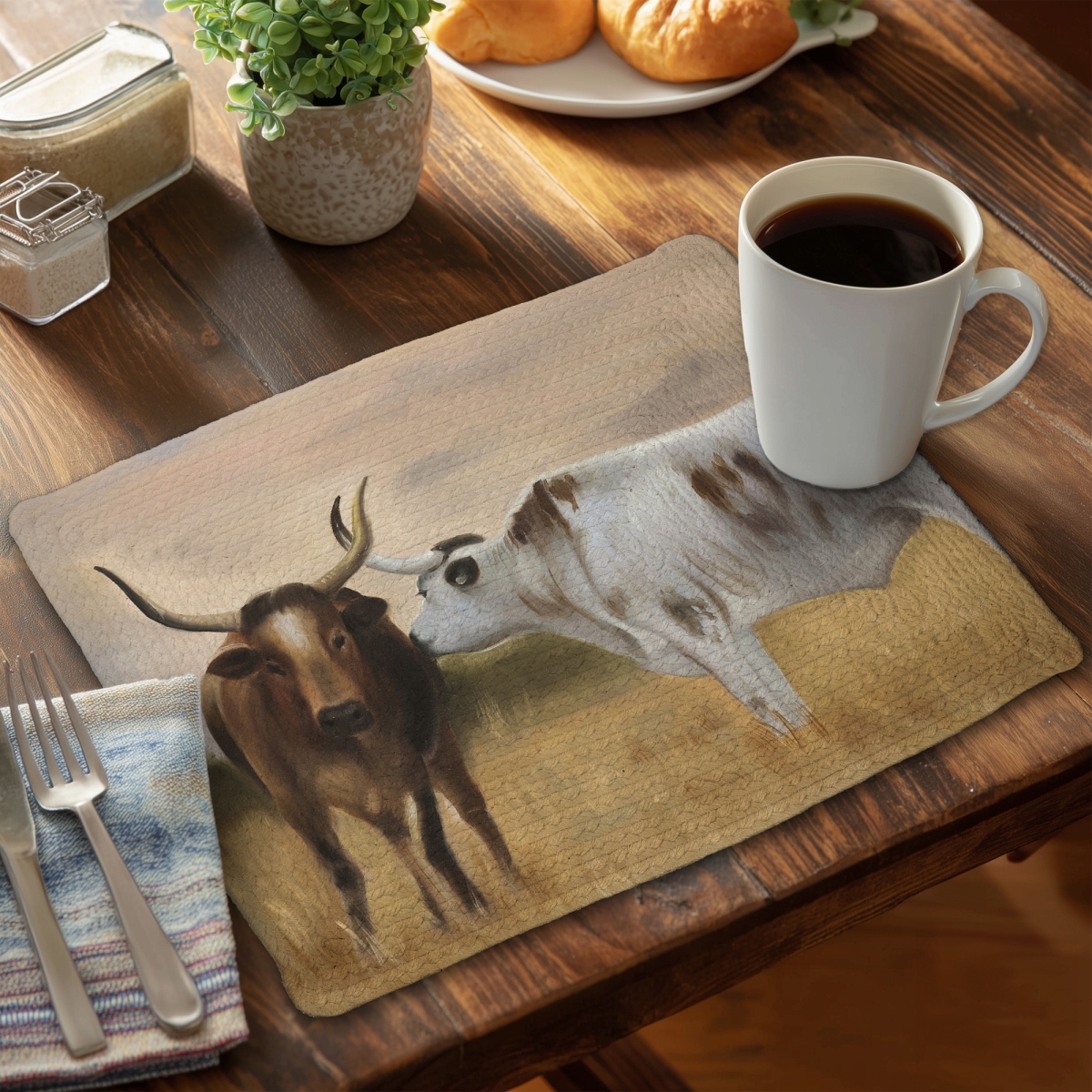 Picture of Begin Home Decor CBPM14185714X8 14 x 18 in. Nguni Herd Brown Bedroom Placemat - Farm Animal Home Decor