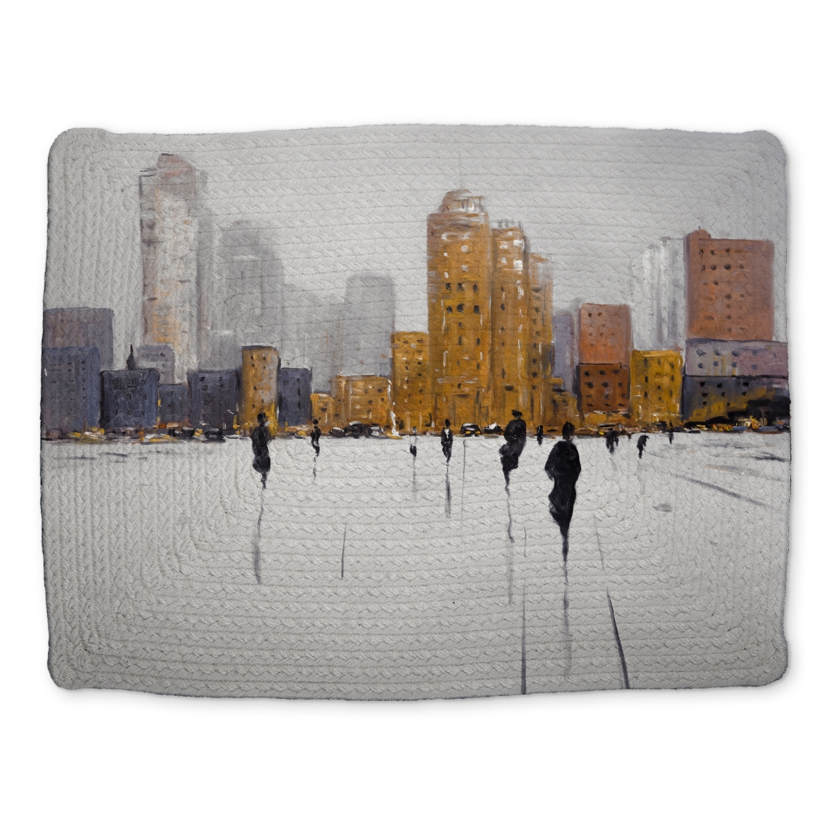 Picture of Begin Home Decor CBPM1418Z4R8HC 14 x 18 in. City on the Horizon Gray Building Polyester Placemat - Home Decor